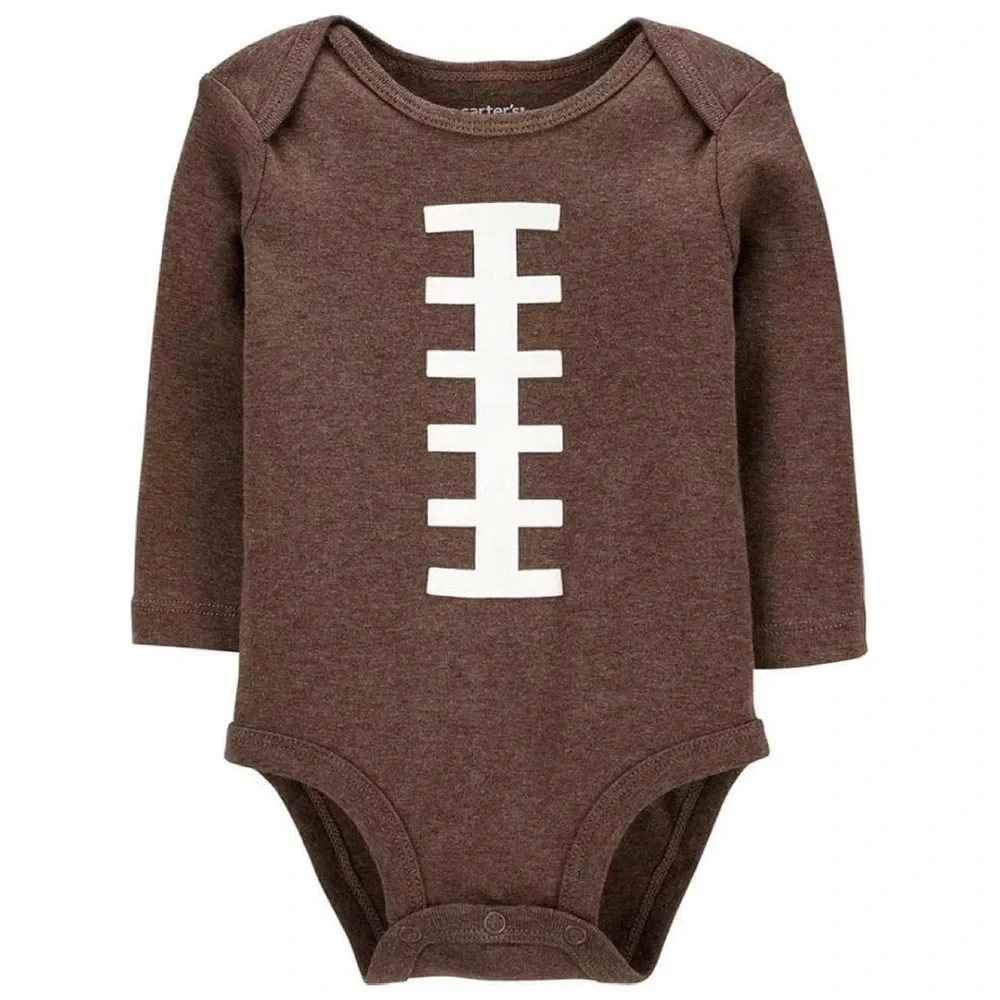 Brown Football Long Sleeve Bodysuit